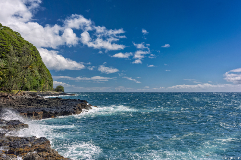 View to the west from the Arahoho Blowhole, Tahiti.